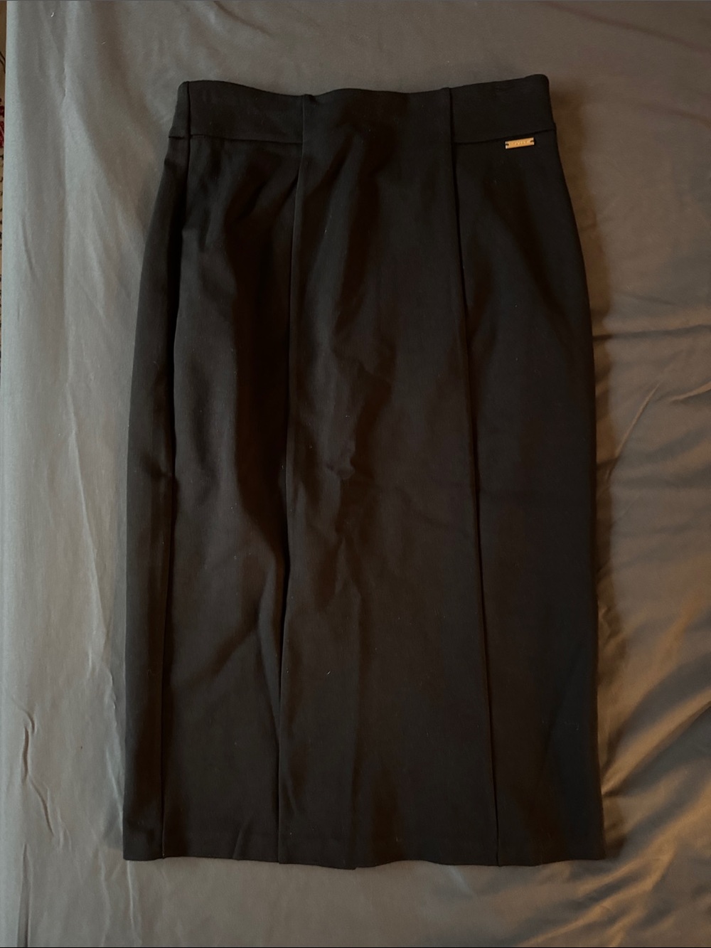Tahari Black High-Waist Pencil Skirt with Gold Accent